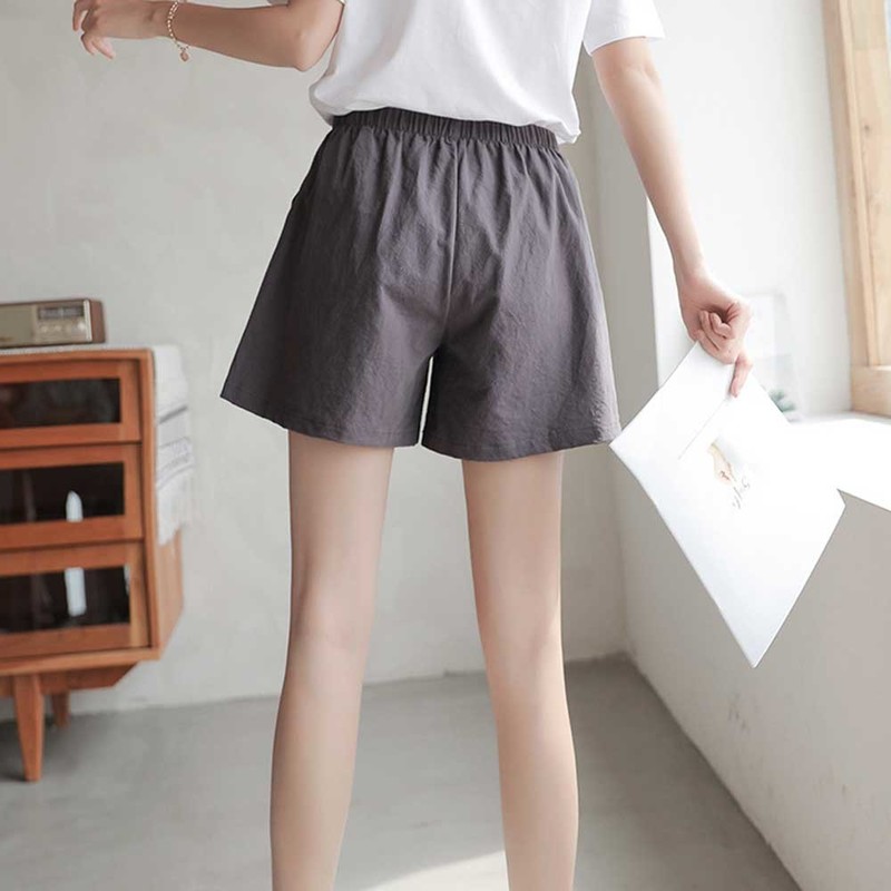 Womens Cotton Linen Shorts High Waist Drawstring Wide Leg Trousers WDC7622 220527