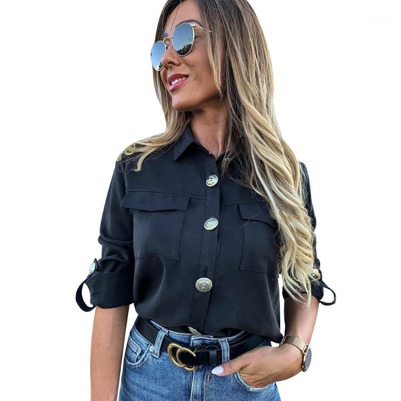 Women' Blouses & Shirts Women Spring Tops And Blouse Vintage Long Sleeve Pocket Shirt Turn Down Collar Khaki White Black Fashion Female Blu
Women' Blouses & Shirts Women Spring Tops And Blouse Vintage Long Sleeve Pocket Shirt Turn Down Collar Khaki White Black Fashion Female Blu