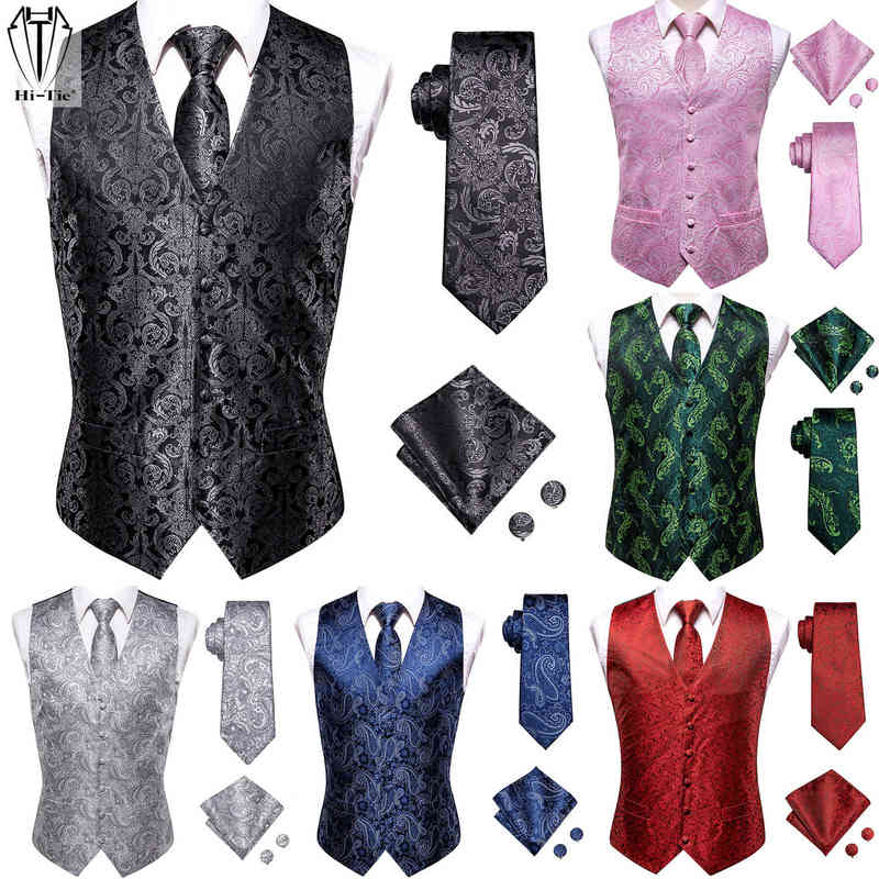 HiTie Plus Size Silk Men's Vest Paisley Floral Vest Jacket Tie Hanky Cufflinks Set For Men Wedding Office big Tall Xxxl 4XL J220811, Mj-0010
HiTie Plus Size Silk Men's Vest Paisley Floral Vest Jacket Tie Hanky Cufflinks Set For Men Wedding Office big Tall Xxxl 4XL J220811, Mj-0010