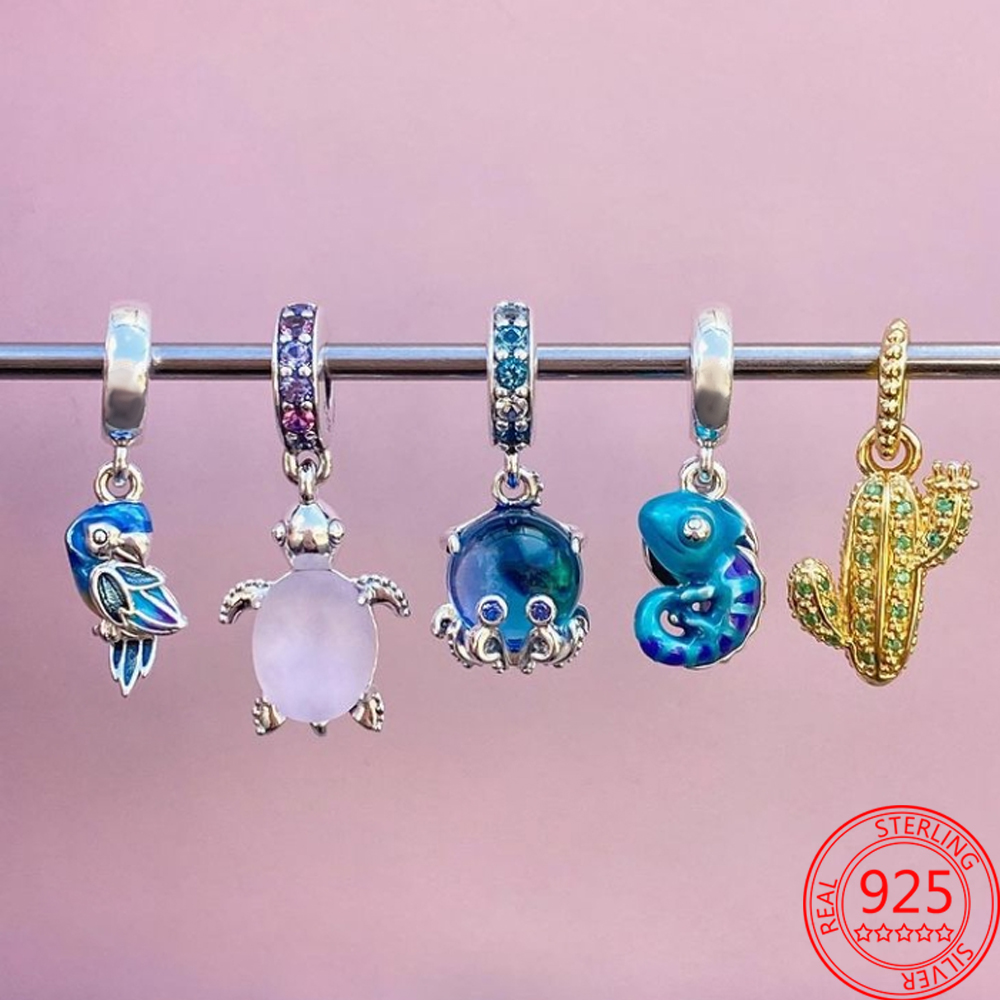 New Popular 925 Sterling Silver Charm Padlock Key And Ladybug Heart Charm For S925 Snake Bracelet Women DIY Jewelry Gifts
