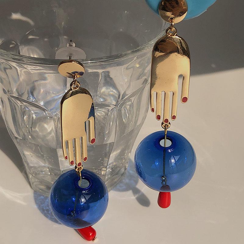 Dangle & Chandelier Palm Blue Glass Ball Earrings For Women Fashion Trend Exaggerated Hand Long Drop Pendientes Boucle Oreille FemmDangle
Dangle & Chandelier Palm Blue Glass Ball Earrings For Women Fashion Trend Exaggerated Hand Long Drop Pendientes Boucle Oreille FemmDangle