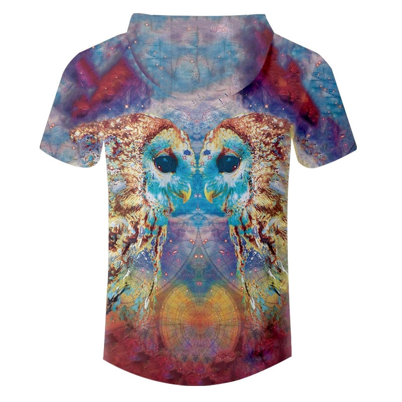 Mens Shirts Casual Colored Owl Hooded Tshirt Drop Summer China 3D T Shirt Suppliers Wholesale 220623