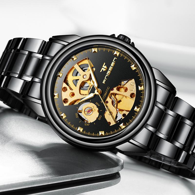 Wristwatches Fashion Hollow Mens Mechanical Watches Waterproof All Black Stainless Steel Strap Watch Wear Resistant Reloj Hombre 8818Wristwa, Steel black white
Wristwatches Fashion Hollow Mens Mechanical Watches Waterproof All Black Stainless Steel Strap Watch Wear Resistant Reloj Hombre 8818Wristwa, Steel black white