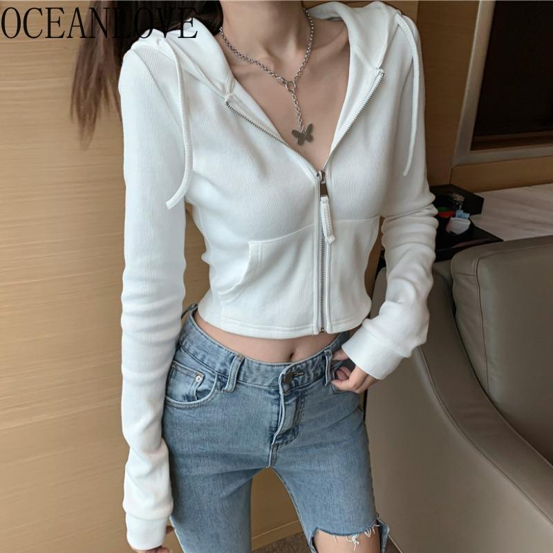 Women's Knits & Tees OCEANLOVE Zipper Hooded Women Sweaters 2022 Autumn Short Fashion Slim Cardigans Solid Ins Mujer Chaqueta Sexy 18691, White
Women's Knits & Tees OCEANLOVE Zipper Hooded Women Sweaters 2022 Autumn Short Fashion Slim Cardigans Solid Ins Mujer Chaqueta Sexy 18691, White