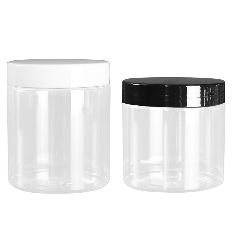 Dia.68mm PET Clear Plastic Empty Bottle Cosmetic Packaging Hair Wax Pot Plastic Cap Aluminum Lid Food Candy Flower Tea Jars Containers 150ml 200ml 250
