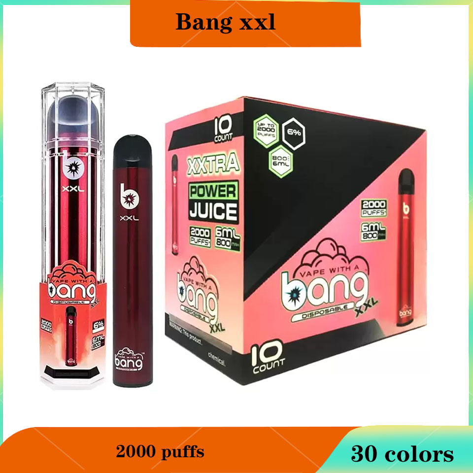 Bang XXL Disposable Vape 2000 Puffs E Cigarette Starter Kit 800mAh 6ml Pre-filled Pods Cartridges Portable Vaporizers Bangvapes Pen Stick Device Vapes
Bang XXL Disposable Vape 2000 Puffs E Cigarette Starter Kit 800mAh 6ml Pre-filled Pods Cartridges Portable Vaporizers Bangvapes Pen Stick Device Vapes