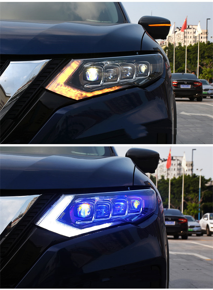 Full LED Headlight For Nissan X-Trail LED Headlights 20 17-20 20 Blue DRL Turn Signal High Beam Running Lights