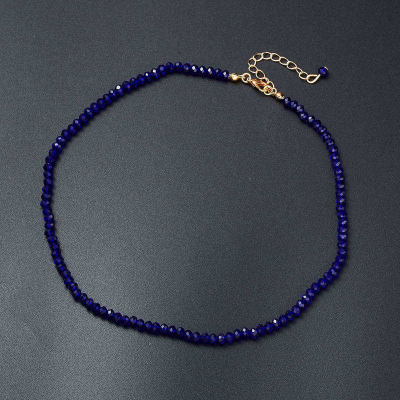 Boho Handmade Black Blue Crystal Summer Beads Clavicle Chain Women Necklace Female Party Style Jewelry Gifts Accessories Choker