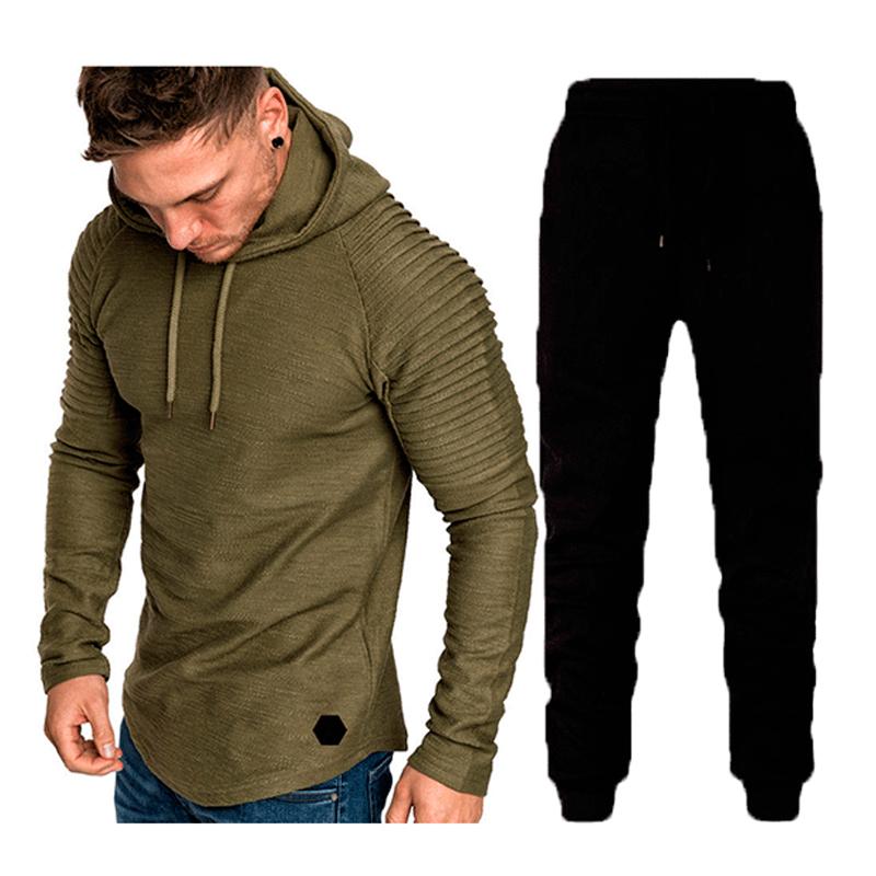 Men's Tracksuits Spring Autumn Men's Two-Piece Set Sportswear Suit Striped Pleated Raglan Sleeve Hoodies Pants Fashion Male TracksuitMen, Black
Men's Tracksuits Spring Autumn Men's Two-Piece Set Sportswear Suit Striped Pleated Raglan Sleeve Hoodies Pants Fashion Male TracksuitMen, Black