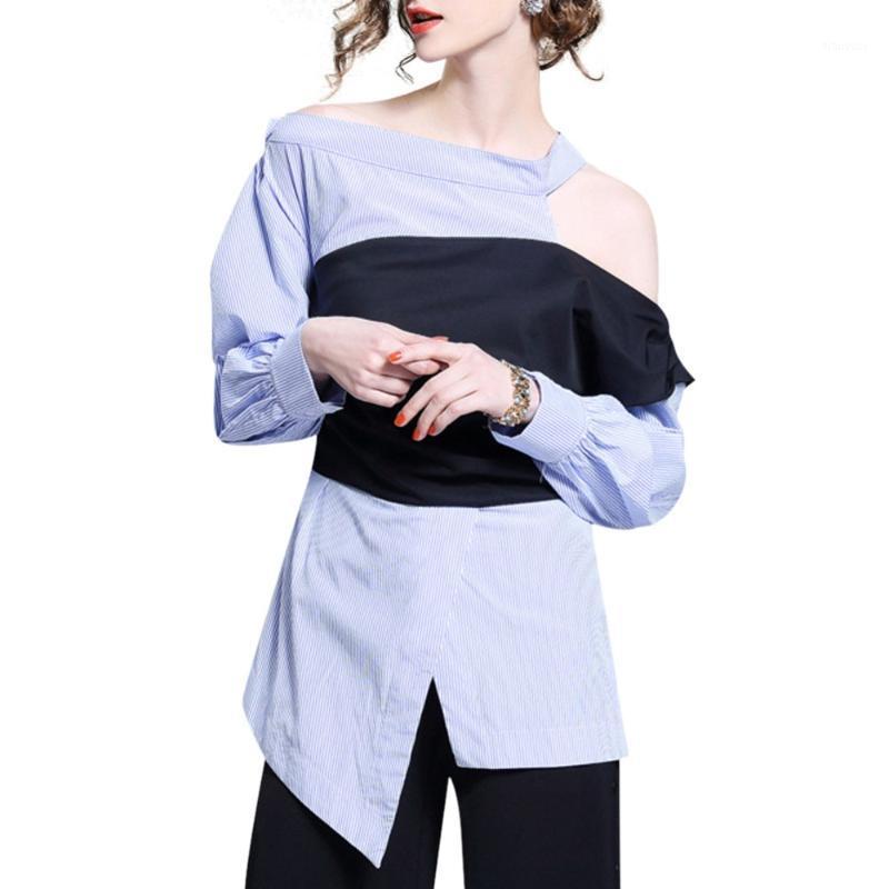 Women' Blouses & Shirts Women Stripe Blouse Fashion Long Sleeve Sexy Off Shoulder Top Woman Contrast Color Irregular, Gray
Women' Blouses & Shirts Women Stripe Blouse Fashion Long Sleeve Sexy Off Shoulder Top Woman Contrast Color Irregular, Gray