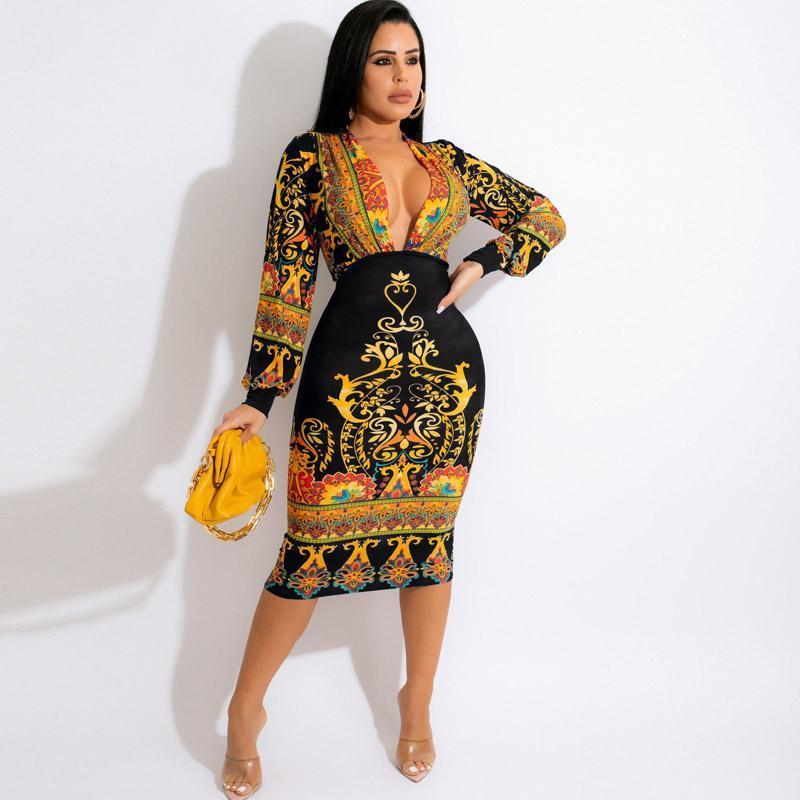 Casual Dresses Sexy Deep V Neck Long Sleeve Knee-Length Bodycon Dress Fashion Elegant Spring Autumn High Street Office Lady Print Midi, Wmz2697 blue
Casual Dresses Sexy Deep V Neck Long Sleeve Knee-Length Bodycon Dress Fashion Elegant Spring Autumn High Street Office Lady Print Midi, Wmz2697 blue