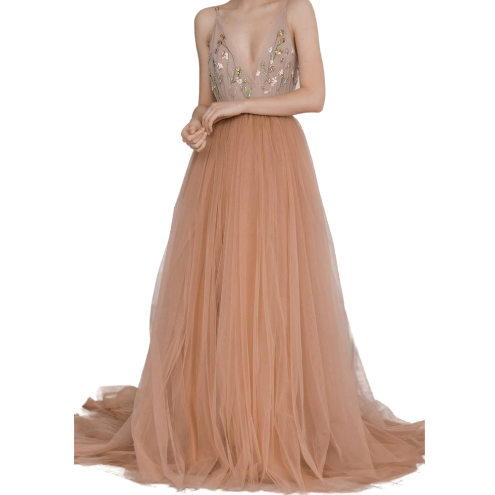 Nude Spaghetti Straps Boho Beach Wedding Dress 2022 Summer Fall Sexy Backless Long Tulle A Line Bridal Gowns Beaded Vintage Country Bride Dresses Cust