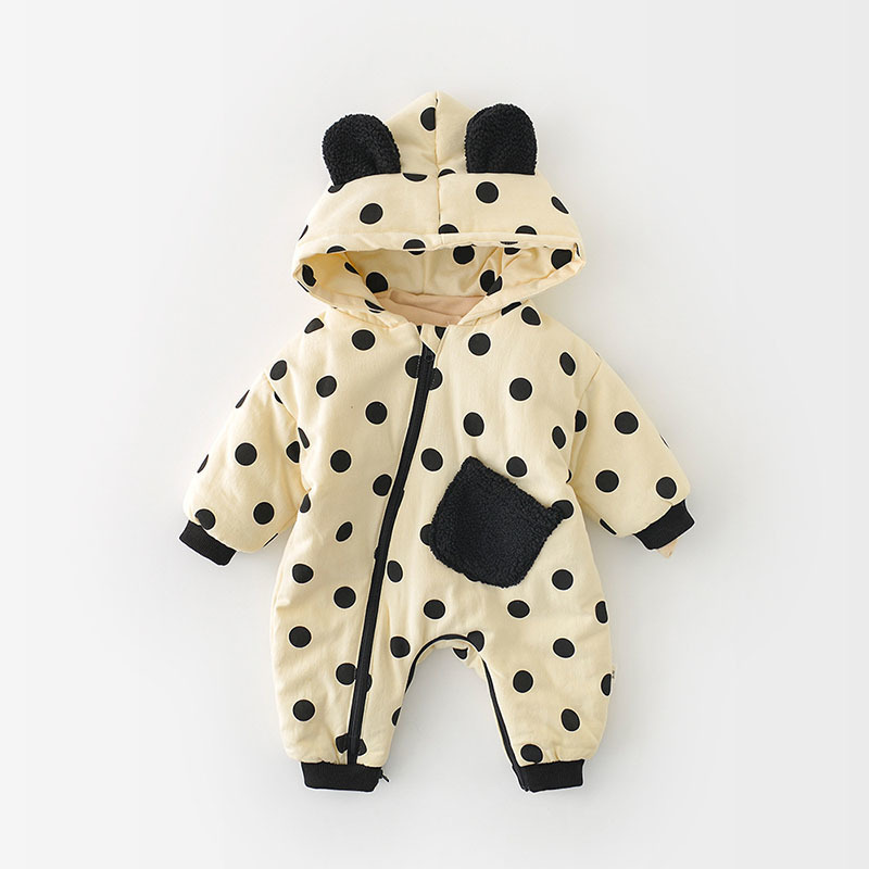 MILANCEL Winter Baby Clothes Fleece Baby Rompers Toddler Girls Jumpsuits Boys Hooded Climb Suits 220426