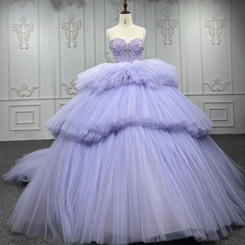 New Light Purple Quinceanera Dresses For Sweet 16 Girl Strapless Tiered Princess Ball Gowns Birthday Dress vestido de 15 anos quinceanera 2022, Champagne
New Light Purple Quinceanera Dresses For Sweet 16 Girl Strapless Tiered Princess Ball Gowns Birthday Dress vestido de 15 anos quinceanera 2022, Champagne