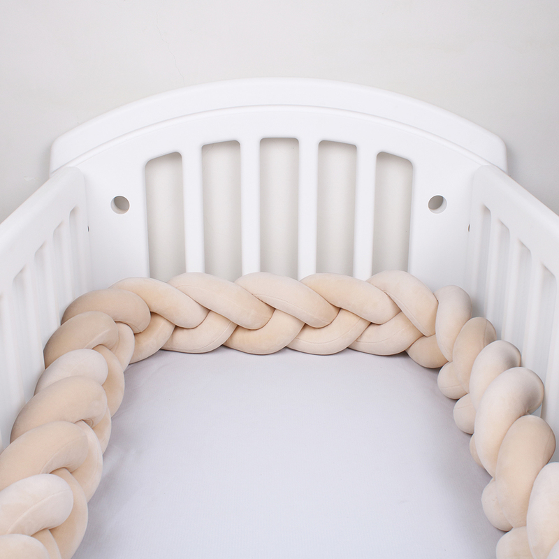 14M Baby Bed Bumper For Cribs Boy Girl Baby Bedside Protector Knotted Braided Pillow Cot Room Decor 220630
