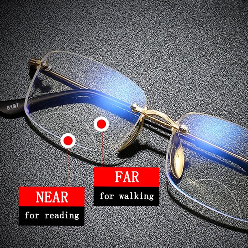 Sunglasses Trendy Rimless Bifocal Reading Glasses Men Women Near And Far Anti Blue Light Diamond Cutting Presbyopic Gold
Sunglasses Trendy Rimless Bifocal Reading Glasses Men Women Near And Far Anti Blue Light Diamond Cutting Presbyopic Gold