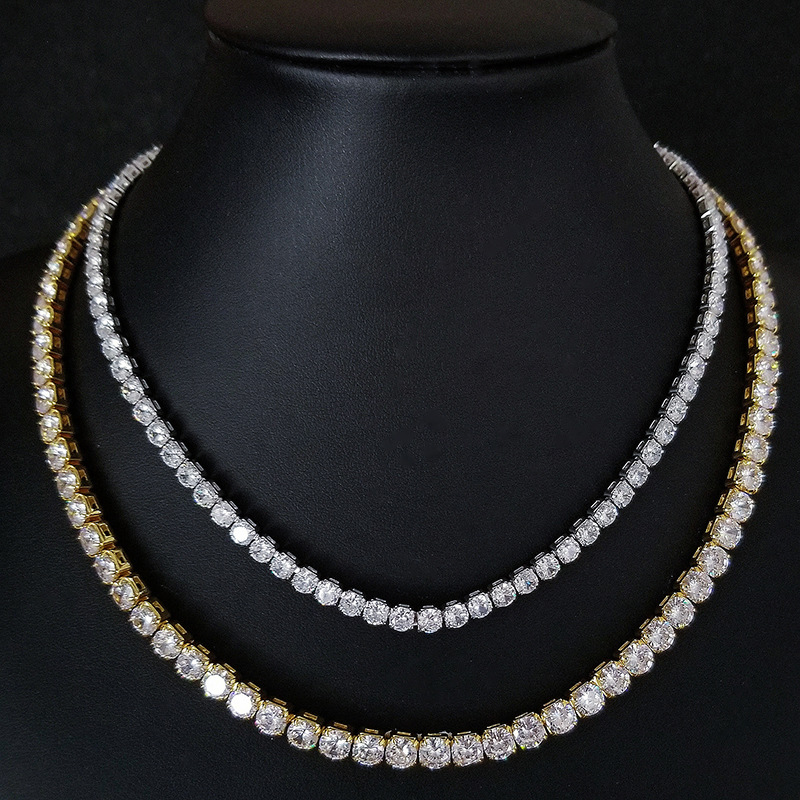 Men & Women's Rapper Inspired Iced Out Tennis Necklace - Gold-Plated Titanium Steel Chain, Perfect Hip Hop Accessory