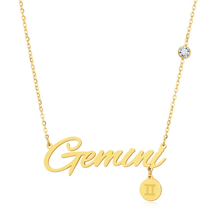 12 Zodiac Sign Necklace Pendant 18k gold Stainless Steel Virgo Cancer Letter Pendants Charm Star Sign Choker Astrology Necklaces for Women Fine Fashio