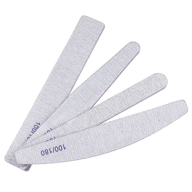 Professional Half Moon Nail File 100/180 Grit Lima De Unas Sanding Shaping Buffer Block Nail Polish Removal Nail File Manicure Tool