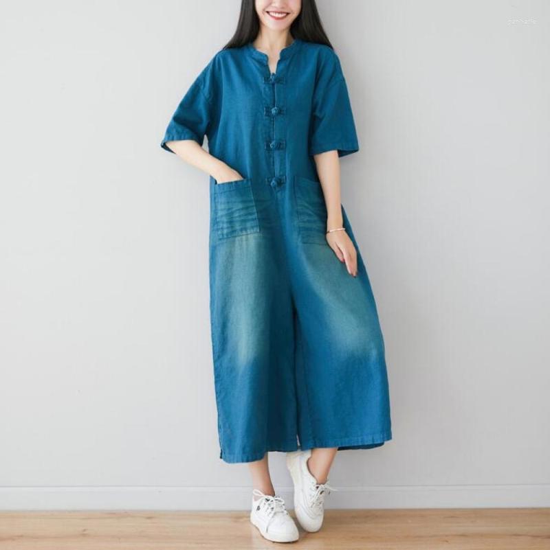 Women's Jumpsuits & Rompers Chinese Style Stand Collar Buckle Loose Casual Linen Jumpsuit Ladies Washed Distressed Wide-leg TrousersWomen's, Blue
Women's Jumpsuits & Rompers Chinese Style Stand Collar Buckle Loose Casual Linen Jumpsuit Ladies Washed Distressed Wide-leg TrousersWomen's, Blue