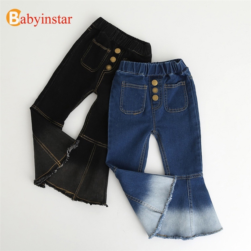 Babyinstar Baby Girls Denim Pants Casual Kids Autumn Trousers Girls Bell-bottomed Pants Children Pants For Girls LJ201127