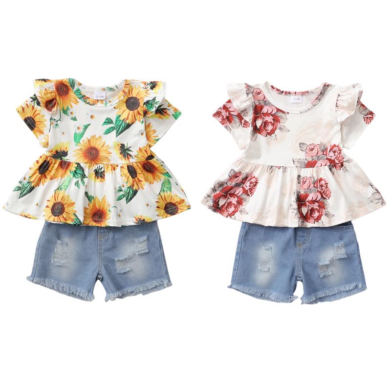 Clothing Sets 2022-12-14 Lioraitiin 0-4Years Sweet Girls Summer Clothes Floral Print Short Sleeve T-shirt Tops And Casual Ripped Denim Short
Clothing Sets 2022-12-14 Lioraitiin 0-4Years Sweet Girls Summer Clothes Floral Print Short Sleeve T-shirt Tops And Casual Ripped Denim Short