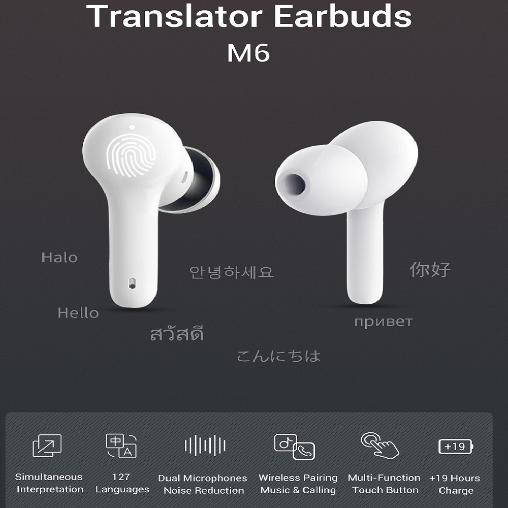 M6 Translation Headphones Earphones 127 Languages instant Translated Smart Voice Translator Wireless Bluetooth Translator Earphone