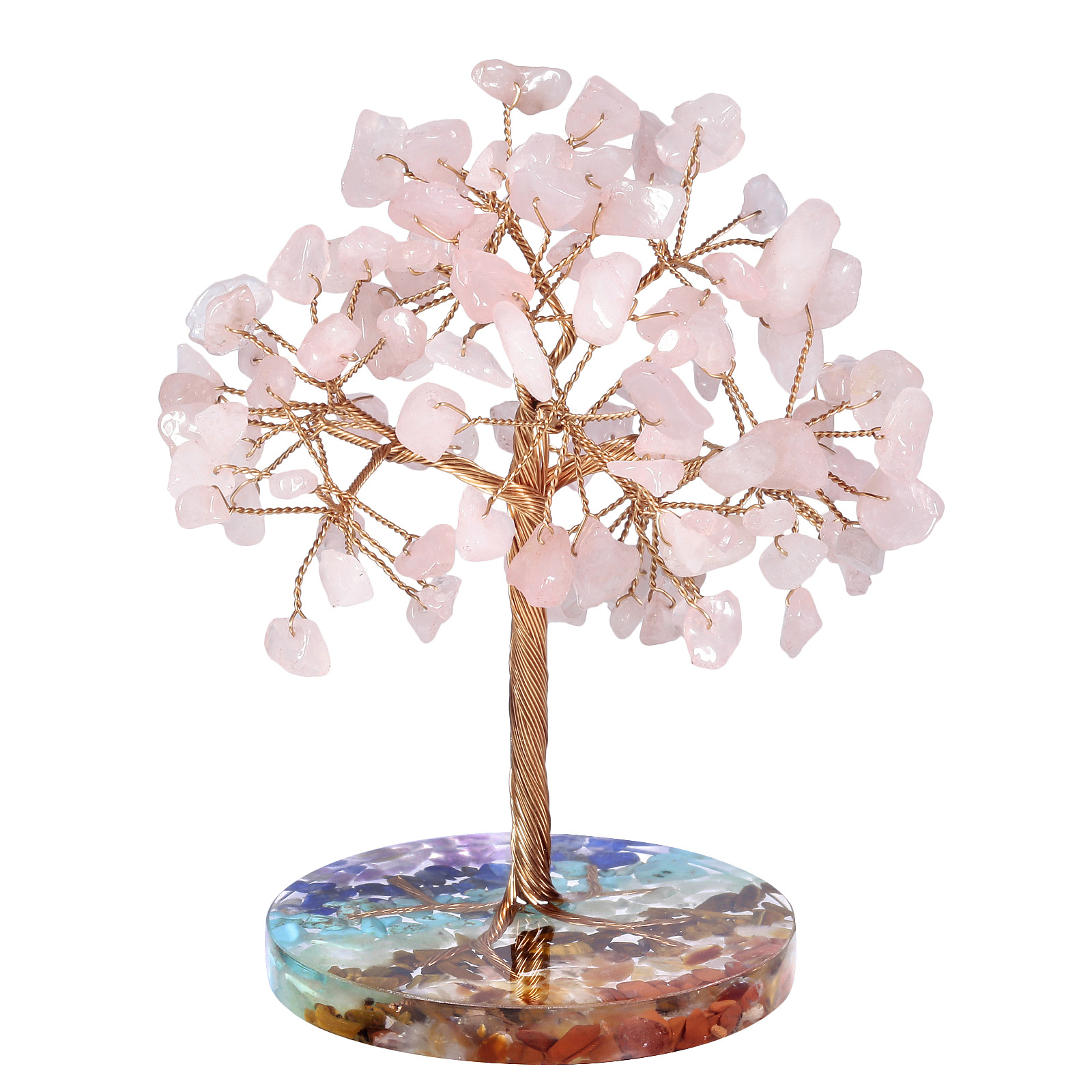 Super Mini Crystal Stone Money Tree Copper Wire Wrapped W/Agate Slice Base Gemstone Reiki Chakra Feng Shui Trees Home Decoration ornament
