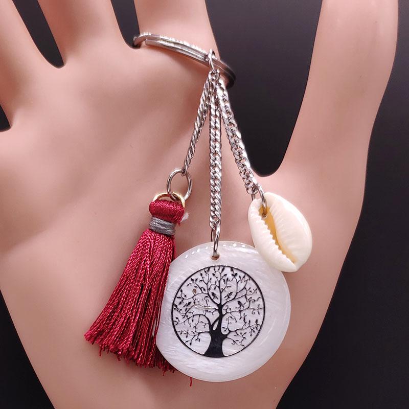 Keychains Fashion Tree Of Life Shell Stainless Steel Custom Keychain Women Silver Color Jewelry Porte Clef Femme K77643S07
Keychains Fashion Tree Of Life Shell Stainless Steel Custom Keychain Women Silver Color Jewelry Porte Clef Femme K77643S07
