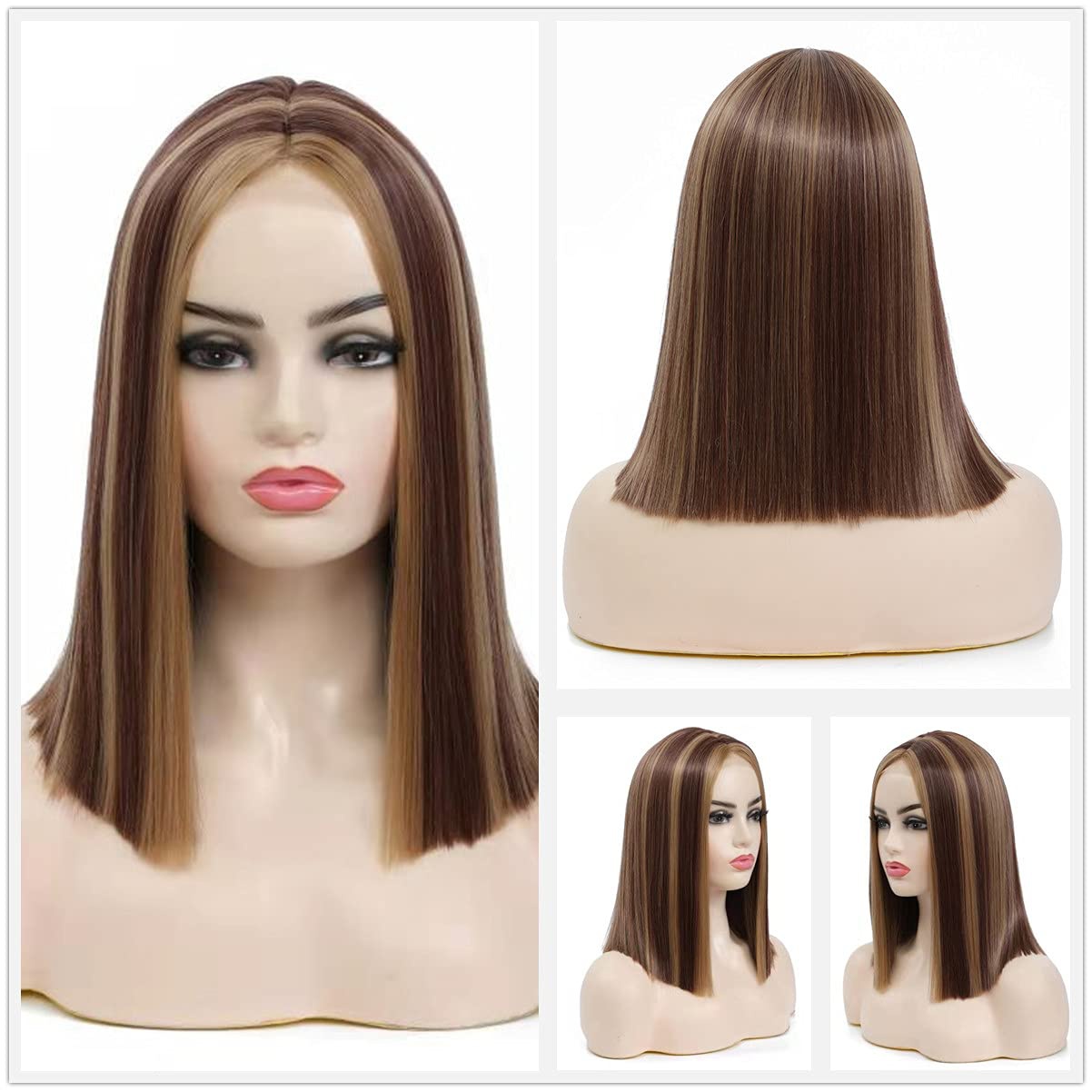 Short Ombre Sliver Gray Pixie Cut Wig Dark Root Straight Layered Hair Synthetic Wigs for Black White Women