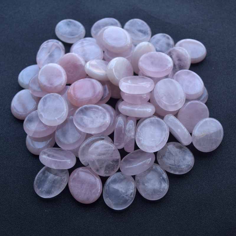 25x23mm oval Worry Stone Thumb Gemstone Natural Rose Quartz Healing Crystal Therapy Reiki Treatment Spiritual Minerals Massage Palm Gem