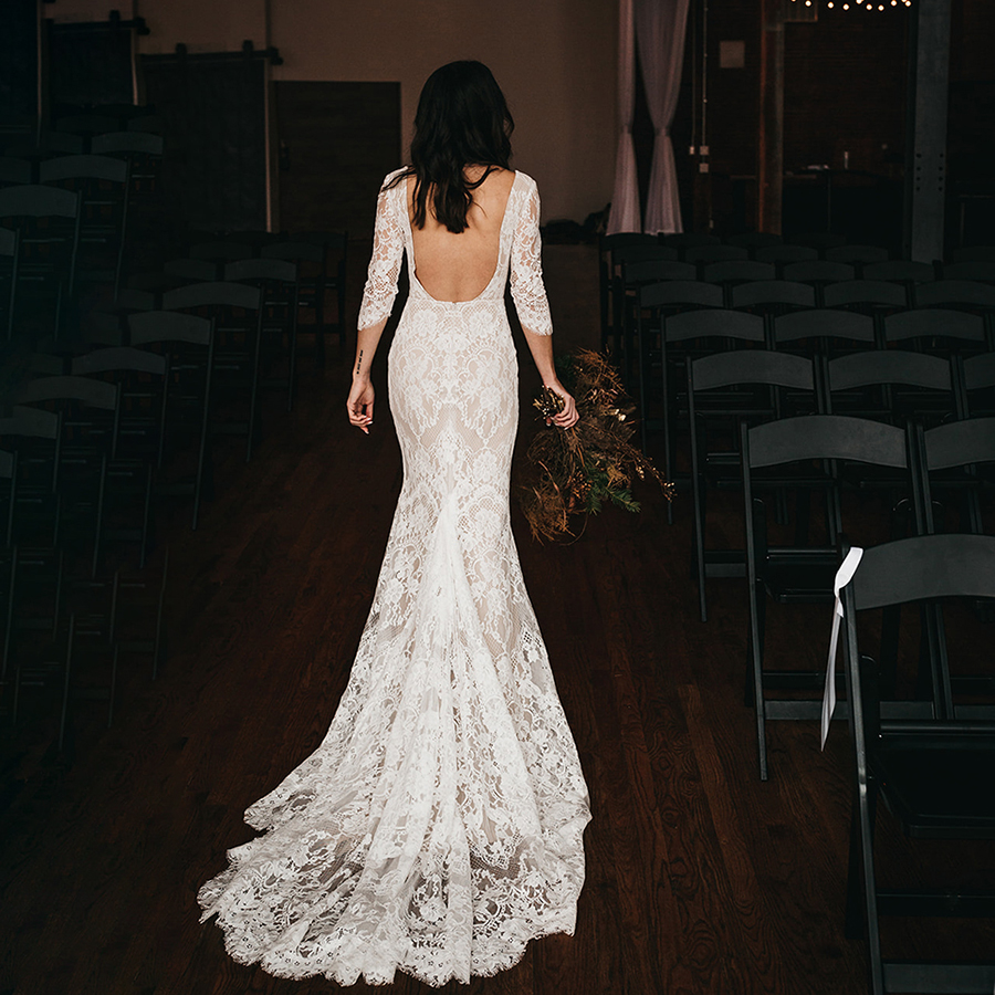 Half Sleeve Bohemian Wedding Dresses 2022 Full Lace Backless V-neck Beach Boho Bridal Gowns vestidos noiva praia Cheap pastrol