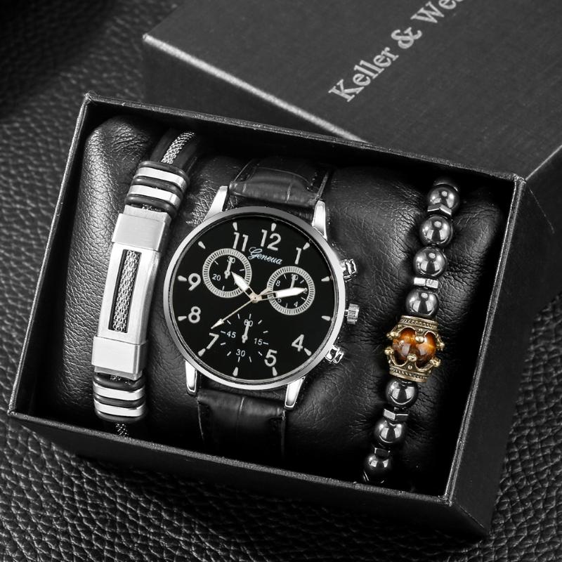 Wristwatches Men Quartz Black Leather Watch Luxury Fashion Mens And Bracelet Set Gifts For 3PCS Original GiftsWristwatches, Only watch 03
Wristwatches Men Quartz Black Leather Watch Luxury Fashion Mens And Bracelet Set Gifts For 3PCS Original GiftsWristwatches, Only watch 03