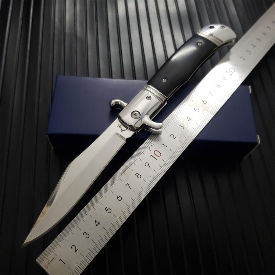 Horizontal Tactical Folding Knife 60HRC D2 Blade Ebony Wood Handle Tactical Camping Hunting Pocket Knives EDC AK47 Tools