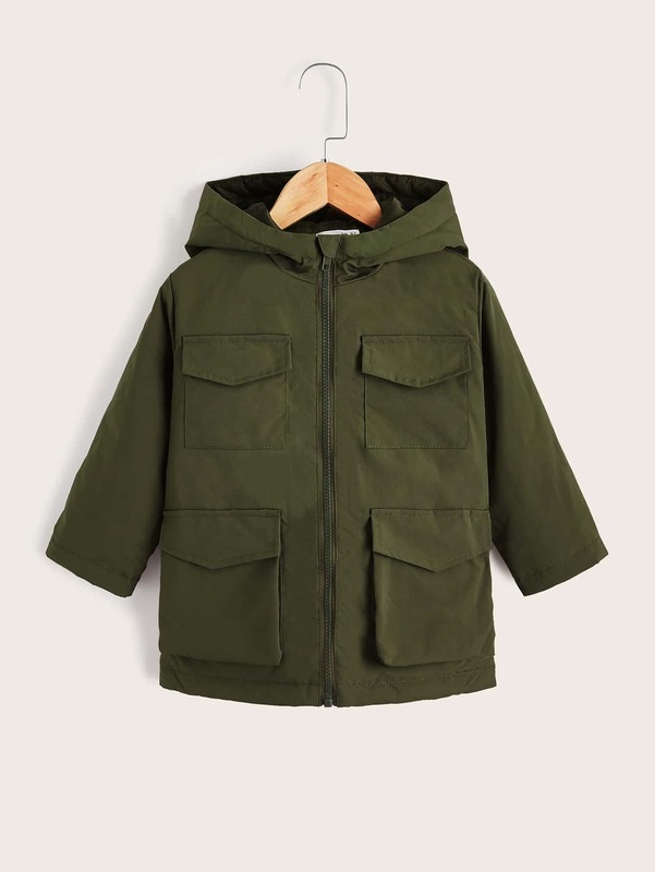 Toddler Boys Flap Pocket Hooded Coat SHE
