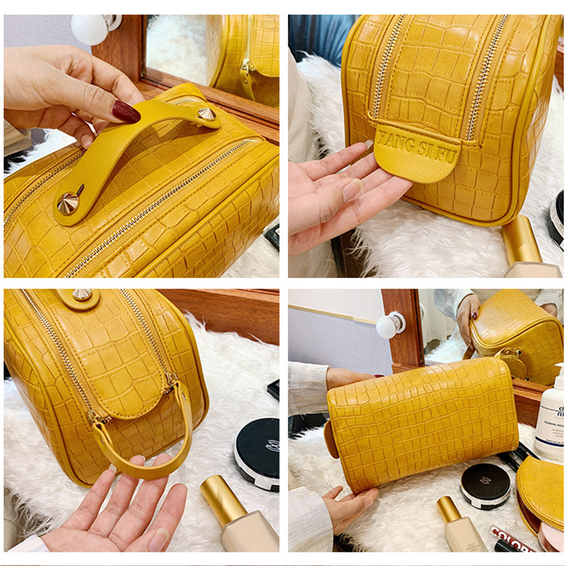 2 Pieces Travel Simple Fashion Cosmetic Case Women's Double Zipper Organizer Cosmetic Bags Tone Pattern Hand Wash Box Makeup Bag 220613