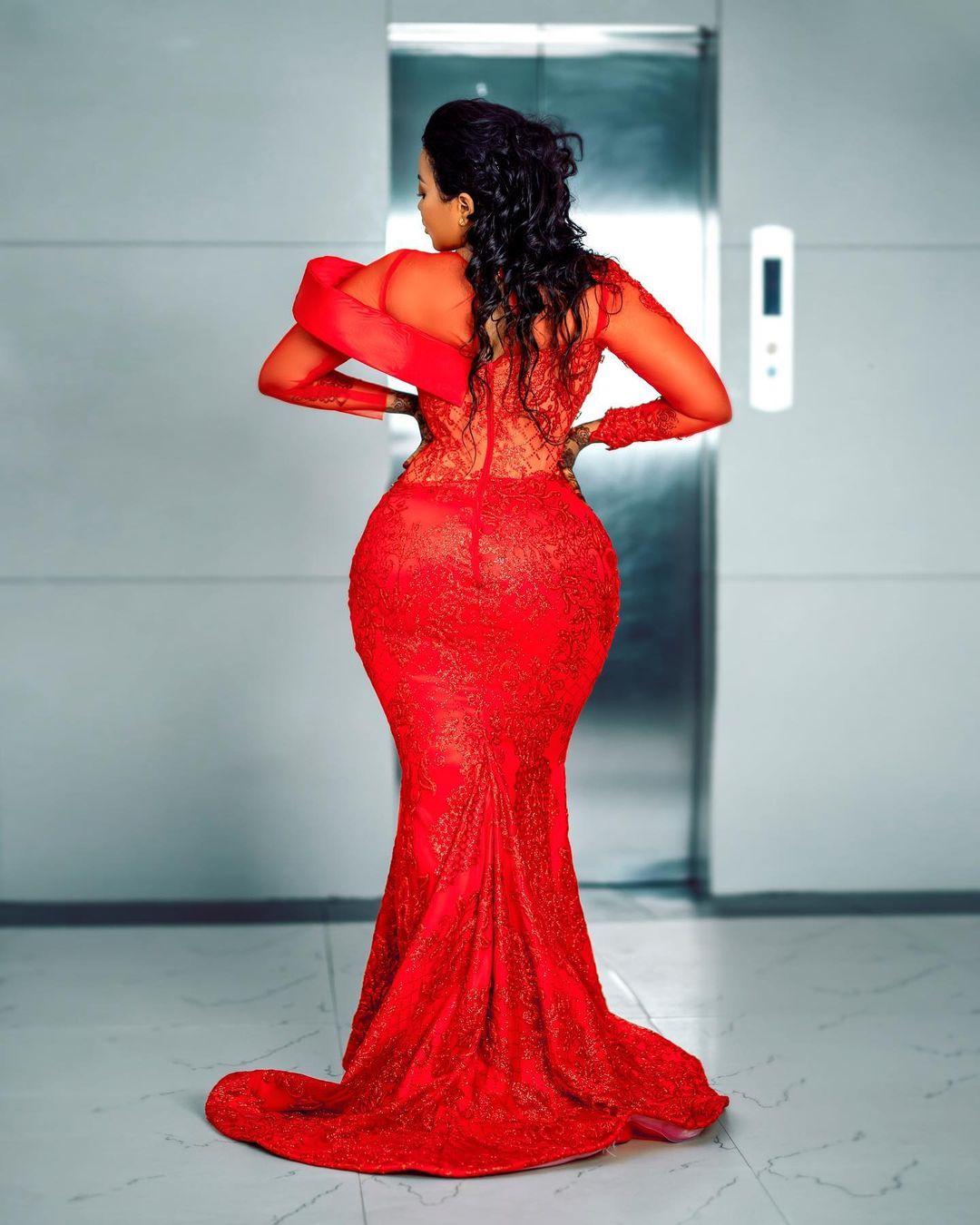 Plus Size Arabic Aso Ebi Red Luxurious Mermaid Prom Dresses Beaded Crystals Evening Formal Party Second Reception Birthday Engagement Gowns Dress ZJ27