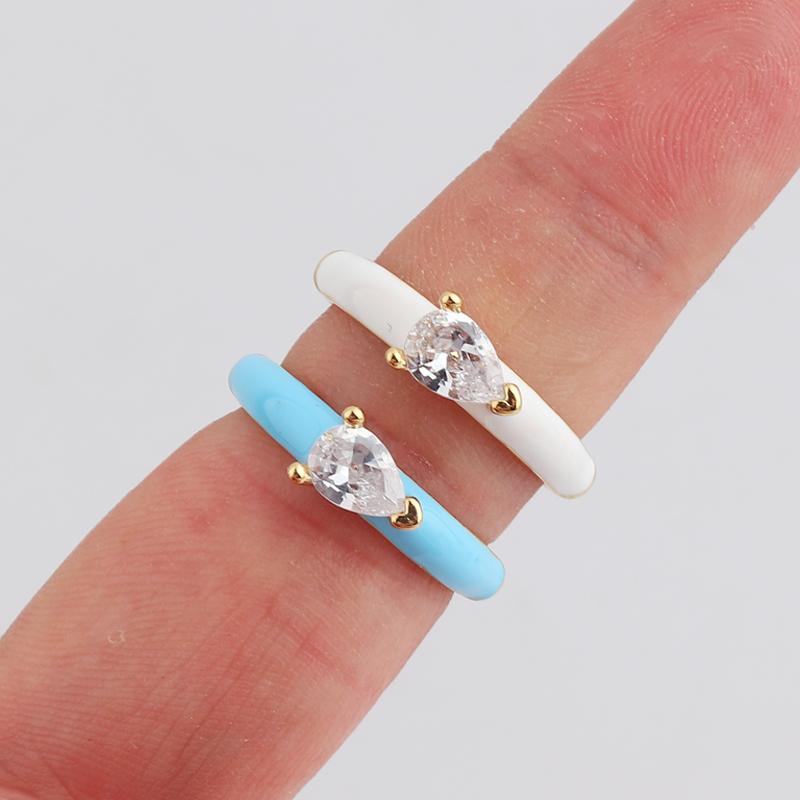 Wedding Rings Summer Pastel Enamel Colorful Jewelry White Tear Drop Cubic Zirconia Open Adjusted Finger Ring For Girl Women
Wedding Rings Summer Pastel Enamel Colorful Jewelry White Tear Drop Cubic Zirconia Open Adjusted Finger Ring For Girl Women