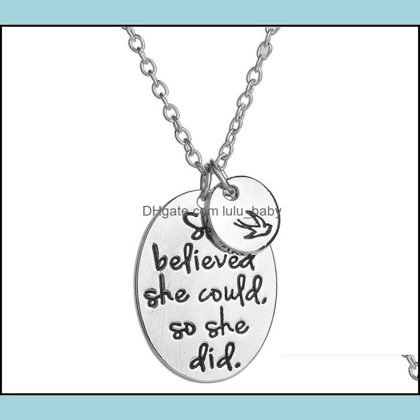 Pendant Necklaces Pendants Jewelry "She Believed She Cod So Did" Hand Stamped Charms Necklace For Women Inspirational Gift Drop Delivery 2
Pendant Necklaces Pendants Jewelry "She Believed She Cod So Did" Hand Stamped Charms Necklace For Women Inspirational Gift Drop Delivery 2