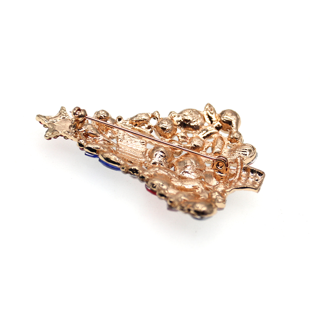 10 Pcs/Lot Custom American Flag Brooch Crystal Rhinestone Christmas Tree Shape 4th of July USA Patriotic Pins For Gift/Decoration