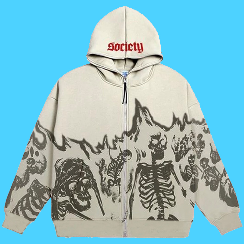 Y2K Emo Men Streetwear Vintage Skull Hoodie Zip Up Hoodies Grunge Oversized Sweatshirt Gothic Tops Harajuku Alt Jackets Clothes 220721