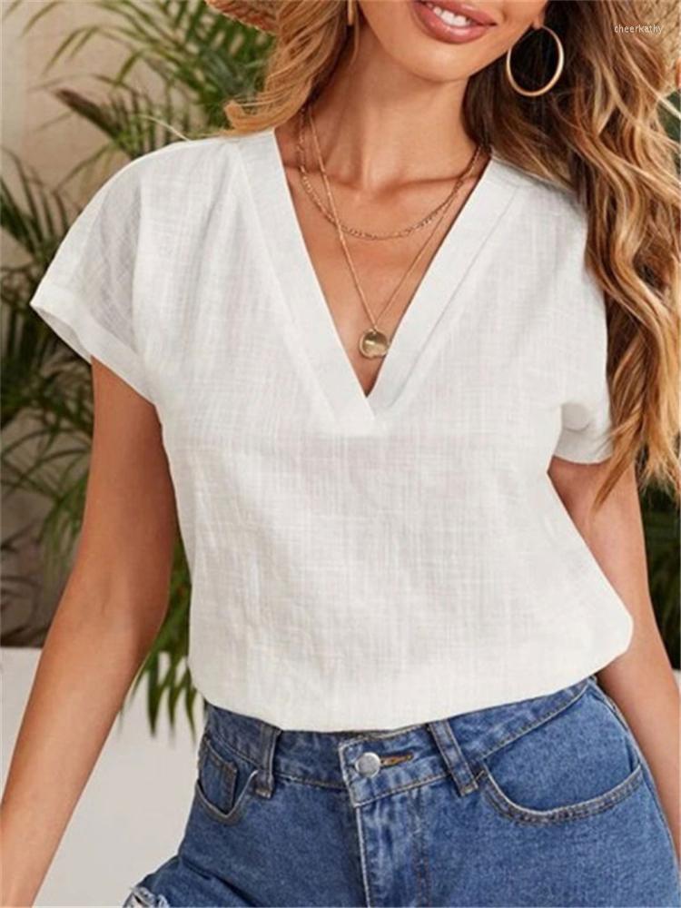 Women's Blouses & Shirts Summer Cotton Linen Women's V-neck Solid Color Short Sleeve Shirt Woman Tshirts Women TopsWomen's Chee22, Gray
Women's Blouses & Shirts Summer Cotton Linen Women's V-neck Solid Color Short Sleeve Shirt Woman Tshirts Women TopsWomen's Chee22, Gray