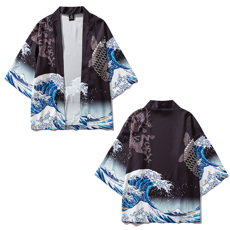 Summer Men Casual Shirts Japan Kimono Cardigan Open Front Coat