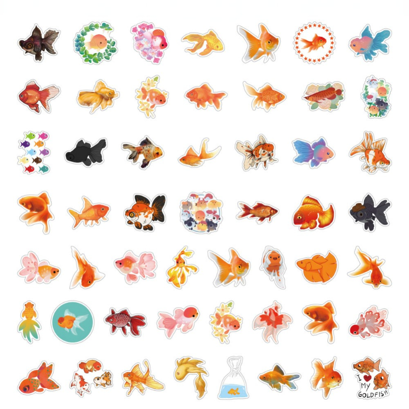 50Pcs Marine Life cartoon Goldfish Sticker Graffiti Kid Motorcycle Skateboard Bicycle Decal