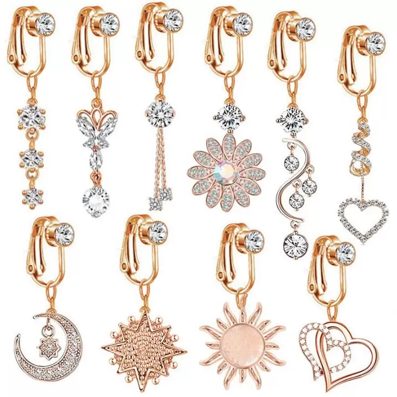 Variety Of Zircon Rhinestones Faux Fake Belly Button Ring Flower Clip On Umbilical Non Navel Heart Pircing Butterfly Cartilage Earring Clip
Variety Of Zircon Rhinestones Faux Fake Belly Button Ring Flower Clip On Umbilical Non Navel Heart Pircing Butterfly Cartilage Earring Clip