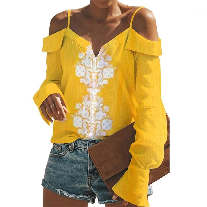 Women' Blouses & Shirts Women Printed Shirt Sexy Spaghetti Strap Cold Shoulder Blouse Casual Autumn Flare Sleeve Top Blusas Mujer, Blue
Women' Blouses & Shirts Women Printed Shirt Sexy Spaghetti Strap Cold Shoulder Blouse Casual Autumn Flare Sleeve Top Blusas Mujer, Blue