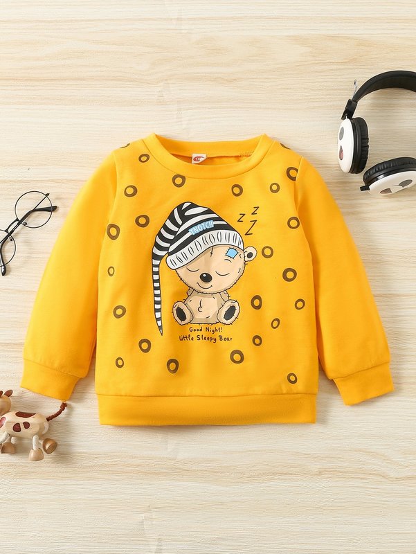 Toddler Boys Cartoon And Slogan Graphic Sweatshirt SHE