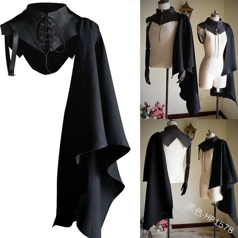 Costume Accessories Men Gothic Knight Assassin Single Sleeve Shawl Medieval Armor Viking Cloak Pirate Hooded Capes Anime Cosplay Costumes, Black
Costume Accessories Men Gothic Knight Assassin Single Sleeve Shawl Medieval Armor Viking Cloak Pirate Hooded Capes Anime Cosplay Costumes, Black