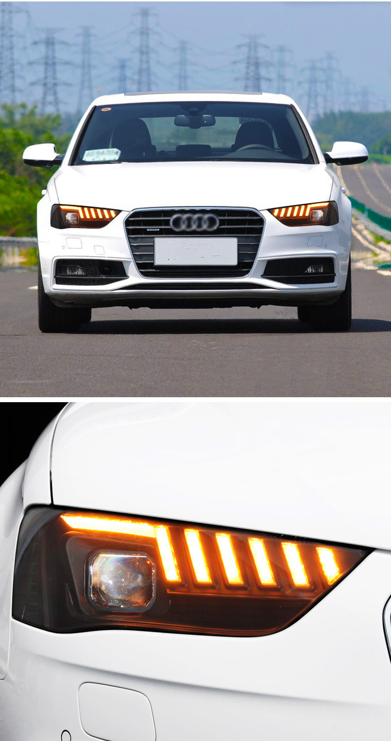 Car Headlights For Audi A4 LED Headlight 2009-16 Headlights A4L B8 DRL Turn Signal High Beam Angel Eye Projector Lens