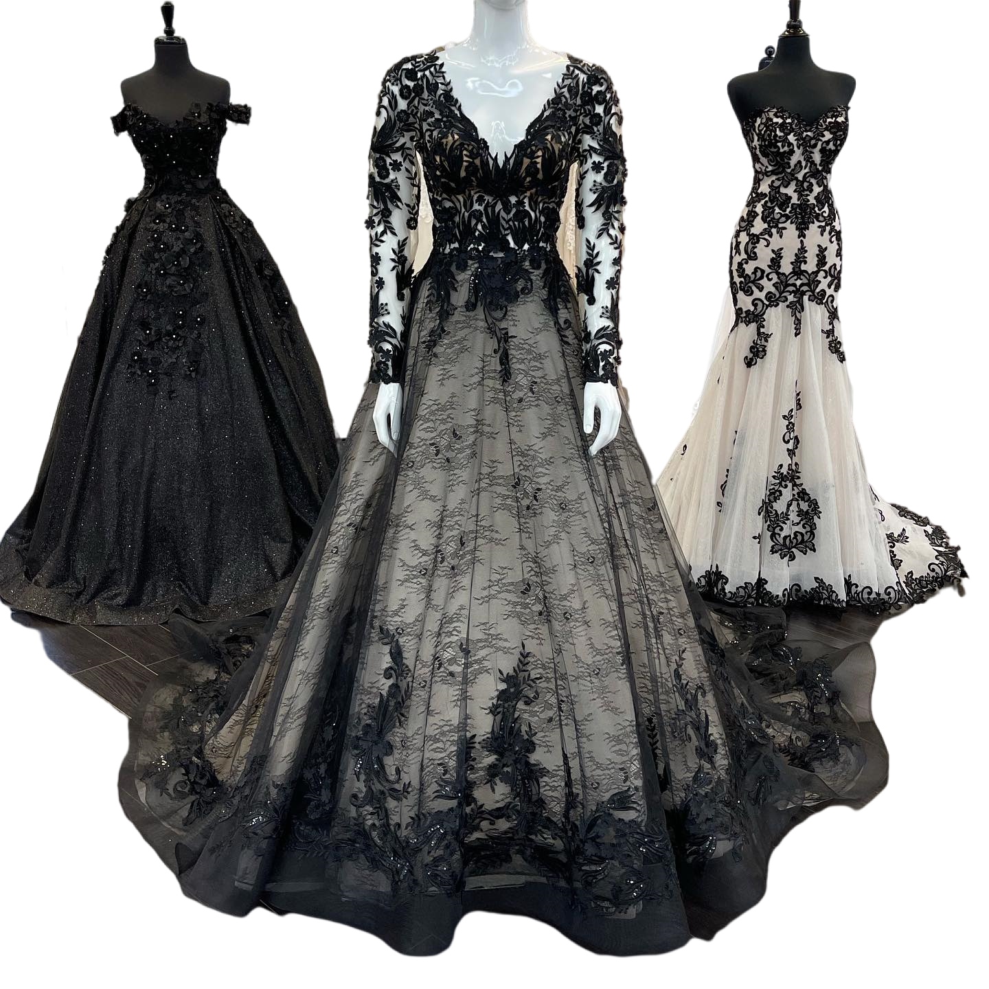 Vintage Pagan Wedding Dresses With Long Sleeve V-neck Full Lace Gothic Princess Religion Black Bridal Dress Vestido de noiva
